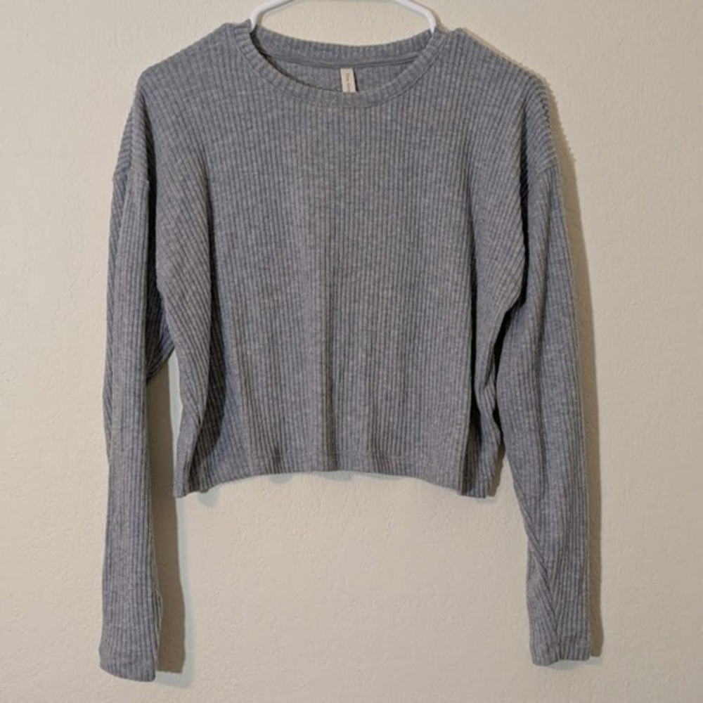 Aritzia The Group Babaton XS Crop Pullover Ribbed Long-Sleeve Time Boxy Top